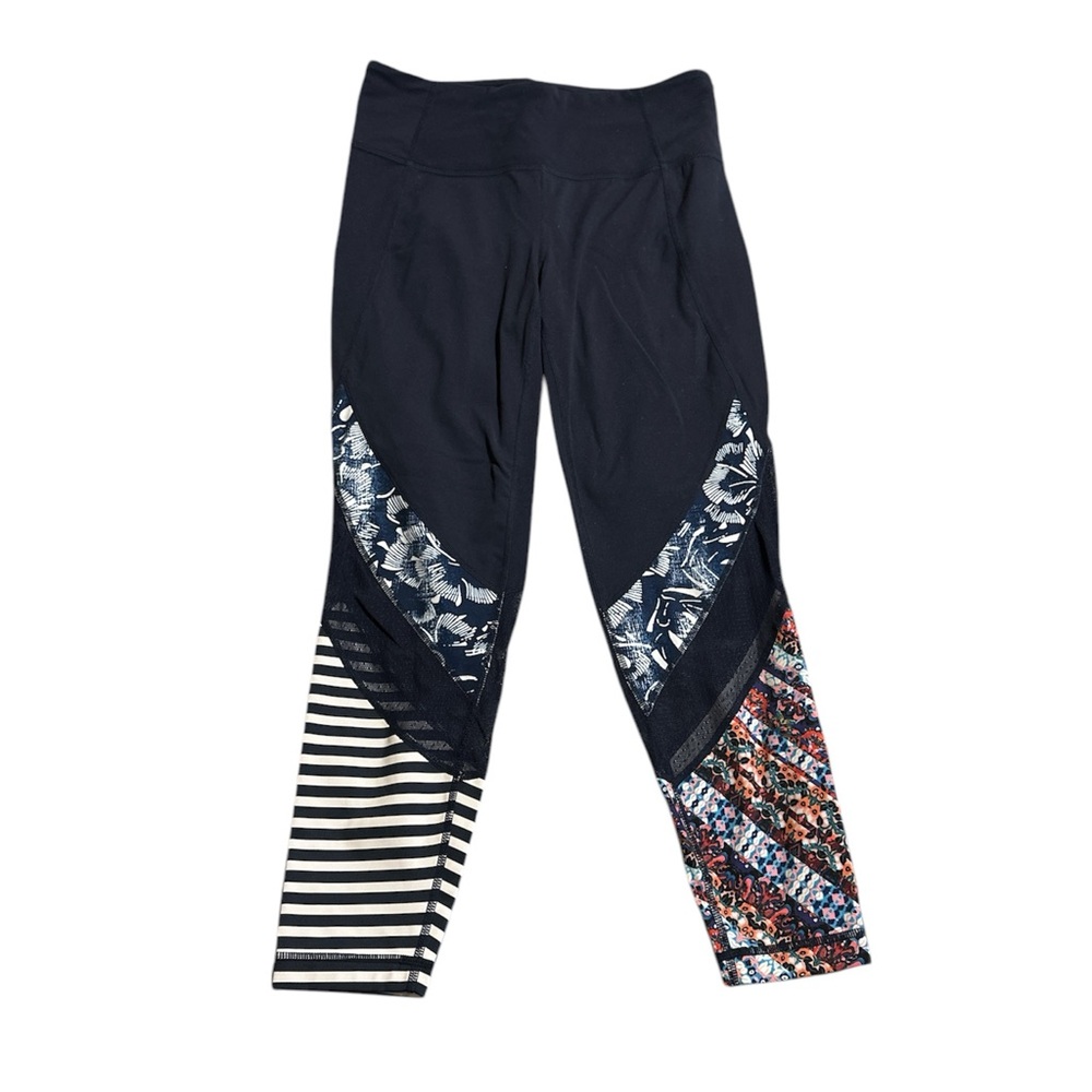 Athleta legging colorful pattern mesh navy